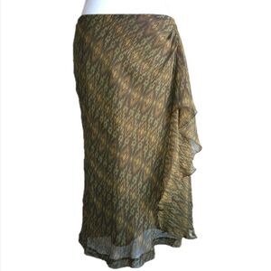 Lauren Ralph Lauren Silk Ruffle Boho Skirt Women's Petite Large Y2K Forest Fairy